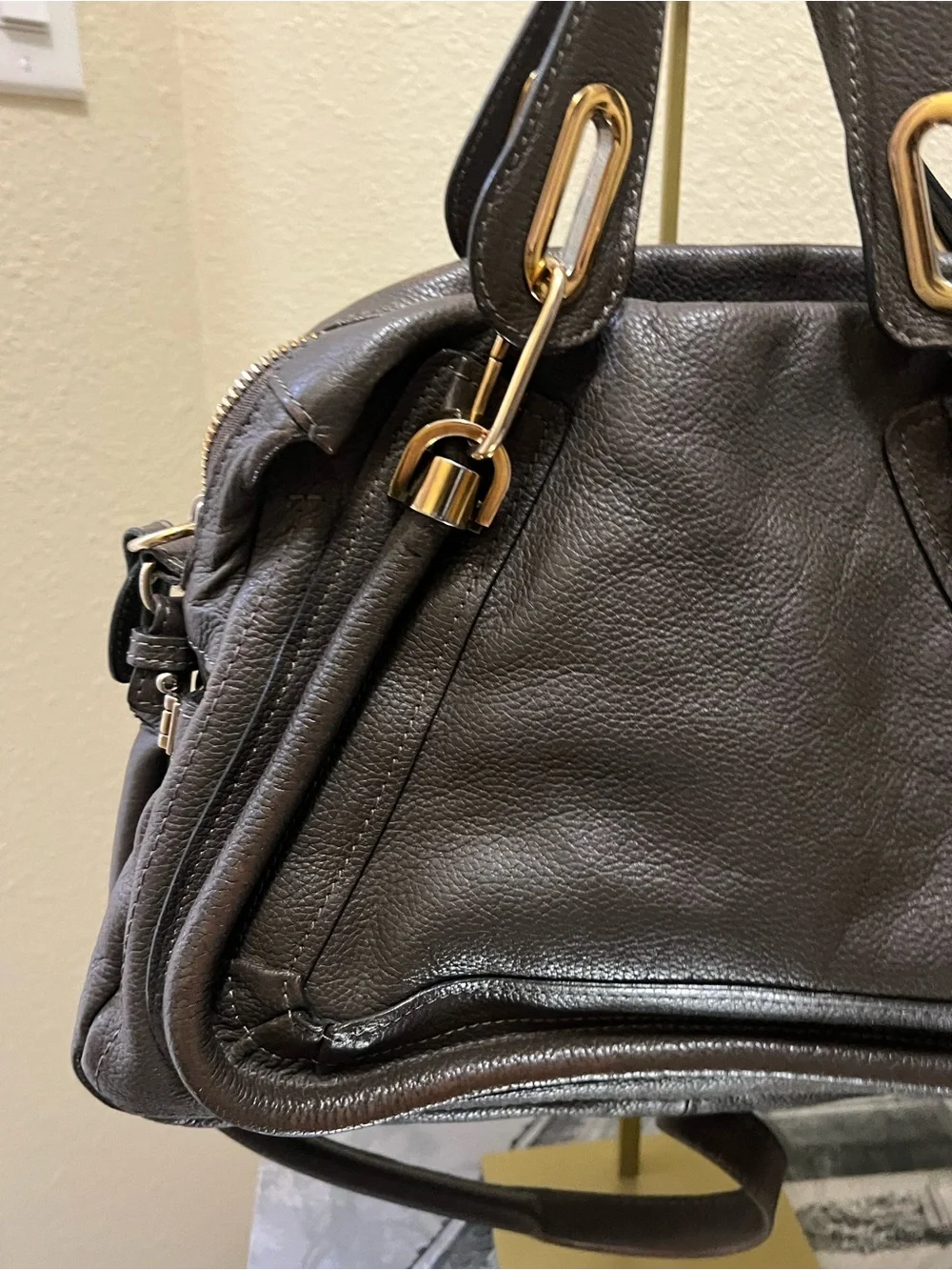 Chloe Brown Leather Satchel with Gold-Tone Hardware